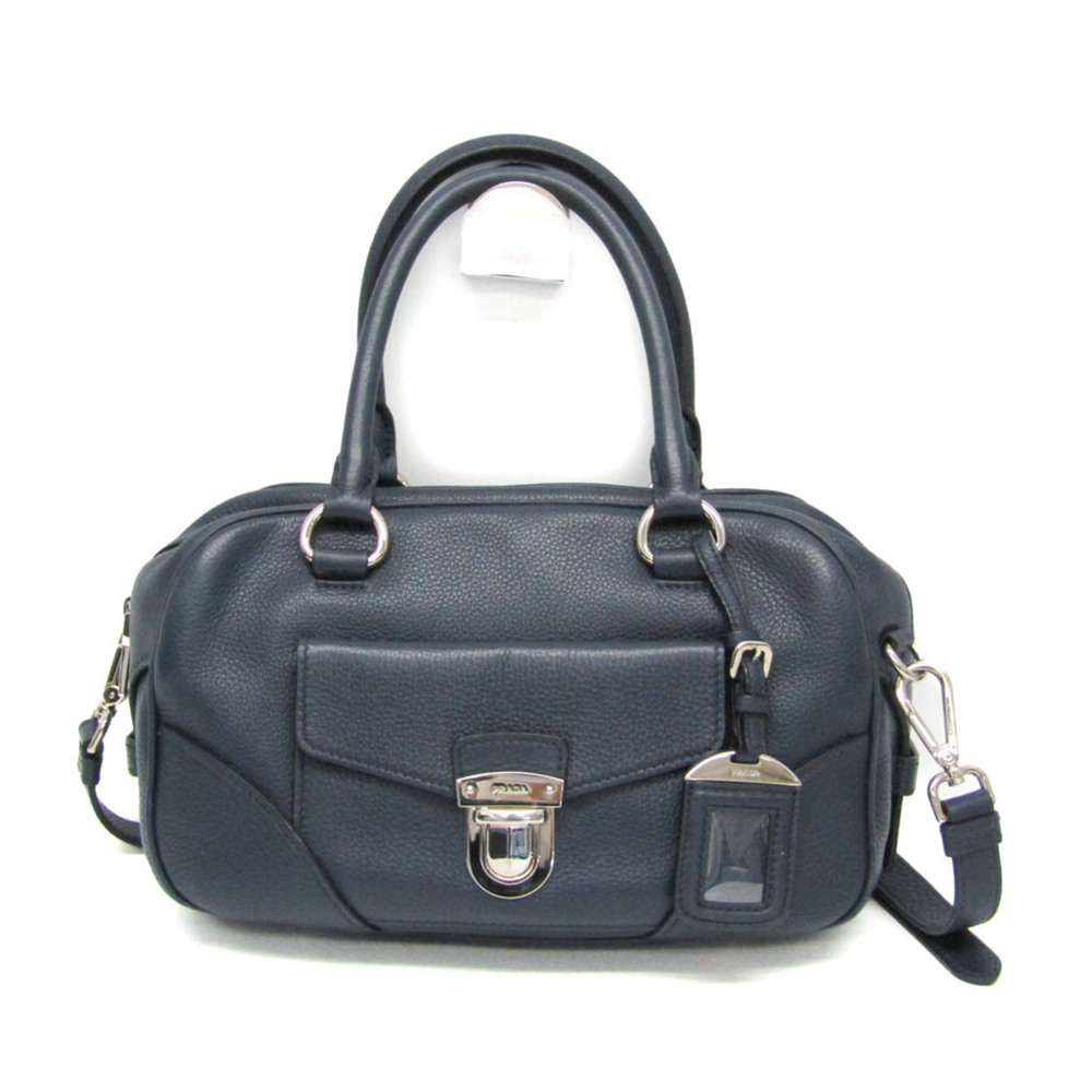 PRADA Blue Leather Shoulder Bag